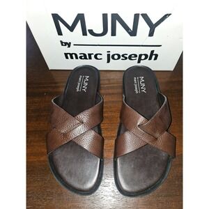 marc joseph‎ New York MJNY Roman Court Brown Grainy Leather Sandals Size 8.5